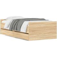 Berkfield Home Bed Frame Frame Sonoma Oak 75x190 cm Small Single in Brown