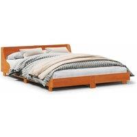 Berkfield Home Bed Frame without Mattress Wax Brown 120x200 cm Solid Wood Pine | Size: Small Double