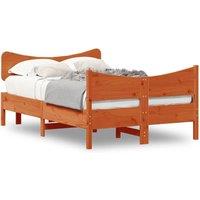 Berkfield Home Bed Frame without Mattress Wax Brown 120x200 cm Solid Wood Pine | Size: Small Double