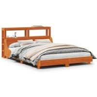 Berkfield Home Bed Frame Frame Wax Brown 150x200 cm King Size Solid Wood Pine