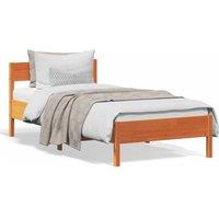 Berkfield Home Bed Frame Frame Wax Brown 75x190 cm Small Single Solid Wood Pine