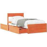 Berkfield Home Bed Frame Frame Wax Brown 75x190 cm Small Single Solid Wood Pine