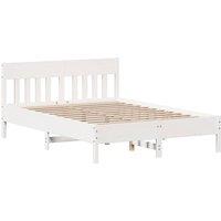 Berkfield Home Bed Frame Frame White 120x190 cm Small Double Solid Wood Pine