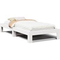 Berkfield Home Bed Frame Frame White 75x190 cm Small Single Solid Wood Pine