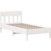 Berkfield Home Bed Frame Frame White 75x190 cm Small Single Solid Wood Pine