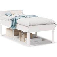 Berkfield Home Bed Frame Frame White 75x190 cm Small Single Solid Wood Pine