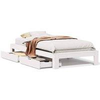 Berkfield Home Bed Frame Frame White 75x190 cm Small Single Solid Wood Pine