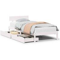 Berkfield Home Bed Frame Frame White 75x190 cm Small Single Solid Wood Pine