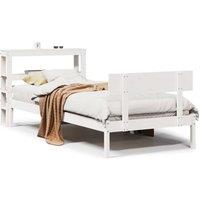 Berkfield Home Bed Frame Frame White 75x190 cm Small Single Solid Wood Pine