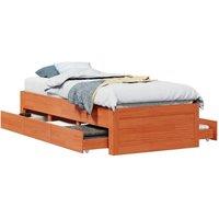 Berkfield Home Bed Frame Frame w/Drawers Wax Brown 90x200 cm Solid Wood Pine