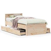 Berkfield Home Bed Frame Frame with Headboard 75x190 cm Small Single Solid Wood in Brown