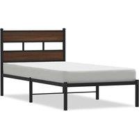 Berkfield Home Bed Frame Frame with Headboard Brown Oak 75x190 cm Small Single