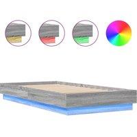 Berkfield Home Bed Frame Frame with LED Lights Grey Sonoma 75x190 cm Small Single