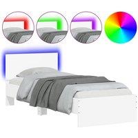 Berkfield Home Bed Frame Frame with LED Lights White 75x190 cm Small Single