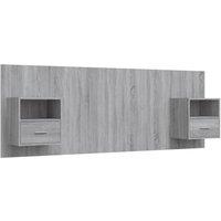 Berkfield Home Bed Headboard with Cabinets Grey Sonoma Engineered Wood