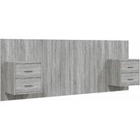 Berkfield Home Bed Headboard with Cabinets Grey Sonoma Engineered Wood