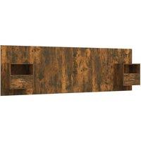 Berkfield Home Bed Headboard with Cabinets Smoked Oak Engineered Wood in Brown