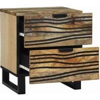 Berkfield Home Bedside Cabinet 40x33.5x46 cm Solid Mango Wood & Engineered Wood in Beige