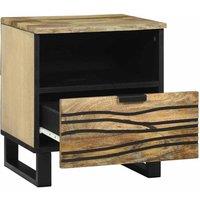 Berkfield Home Bedside Cabinet - 40 x 33 x 46 cm, Solid Mango Wood in Brown | Size: 40 x 33 x 46 cm