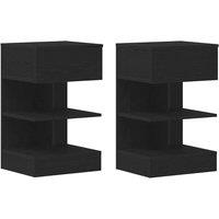 Berkfield Home Bedside Cabinet 2 pcs Black Oak 40x35x65 cm Engineered Wood | Size: 40 x 35 x 65 cm