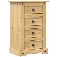 Berkfield Home Bedside Cabinet Corona 53x39x84 cm Solid Wood Pine in Brown | Size: 53 x 39 x 84 cm