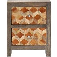 Berkfield Home Bedside Cabinet Grey 40x30x50 cm Solid Mango Wood | Size: 40 x 30 x 50 cm