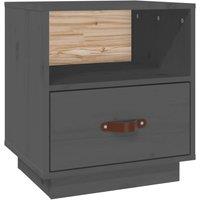 Berkfield Home Bedside Cabinet Grey 40x34x45 cm Solid Wood Pine | Size: 40 x 34 x 45 cm
