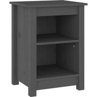 Berkfield Home Bedside Cabinet Grey 40x35x55 cm Solid Wood Pine | Size: 40 x 35 x 55 cm