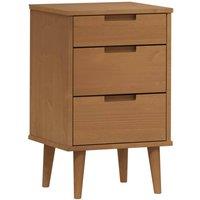 Berkfield Home Bedside Cabinet MOLDE Brown 40x35x65 cm Solid Wood Pine | Size: 40 x 35 x 65 cm