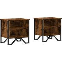 Berkfield Home Bedside Cabinet Smoked Oak 2 pcs 40x30x40 cm Engineered Wood in Brown | Size: 40 x 30 x 40 cm