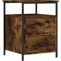 Berkfield Home Bedside Cabinet Smoked Oak 44x45x60 cm Engineered Wood in Brown | Size: 44 x 45 x 60 cm