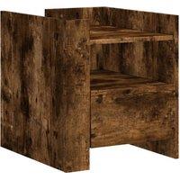 Berkfield Home Bedside Cabinet Smoked Oak 45x50x50 cm Engineered Wood in Brown | Size: 45 x 50 x 50 cm