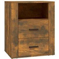 Berkfield Home Bedside Cabinet Smoked Oak 50x36x60 cm Engineered Wood in Brown | Size: 50 x 36 x 60 cm