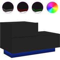 Berkfield Home Bedside Cabinet with LED Lights Black 70x36x40.5 cm