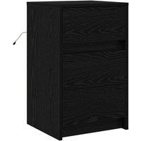 Berkfield Home Bedside Cabinet with LED Lights Black Oak Engineered Wood