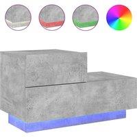 Berkfield Home Bedside Cabinet with LED Lights Concrete Grey 70x36x40.5 cm