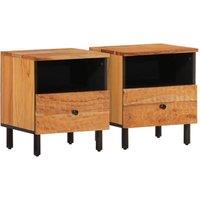 Berkfield Home Bedside Cabinets 2 pcs 40x33x46 cm Solid Wood Acacia in Brown | Size: 40 x 33 x 46 cm