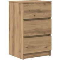 Berkfield Home Bedside Cabinet with 3 Drawers Artisan Oak 39x35x65 cm in Brown | Size: 39 x 35 x 65 cm