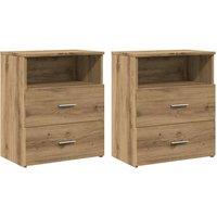 Berkfield Home Bedside Cabinets 2 pcs Artisan Oak 50x32x60cm Engineered Wood in Brown | Size: 50 x 32 x 60 cm