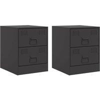 Berkfield Home Bedside Cabinets 2 pcs Black 34.5x39x44 cm Steel