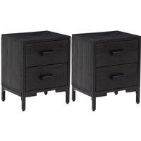 Berkfield Home Bedside Cabinets 2 pcs Black 36x30x45 cm Solid Wood Pine | Size: 36 x 30 x 45 cm
