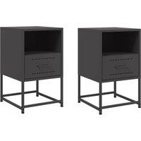 Berkfield Home Bedside Cabinets 2 pcs Black 36x39x60.5 cm Steel