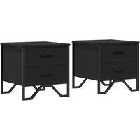 Berkfield Home Bedside Cabinets 2 pcs Black 40x41x40 cm Engineered Wood | Size: 40 x 41 x 40 cm