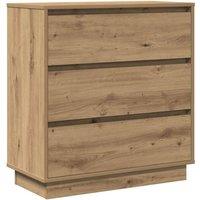 Berkfield Home Bedside Cabinet with LED Artisan Oak 71x34, 5x75 cm Engineered Wood in Brown