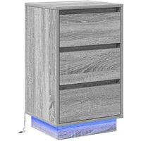 Berkfield Home Bedside Cabinet with LED Grey Sonoma 39x34.5x65 cm Engineered Wood