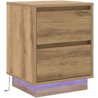 Berkfield Home Bedside Cabinet with LED Lights Artisan Oak 39x34.5x50 cm
