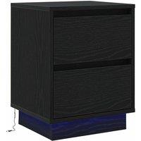 Berkfield Home Bedside Cabinet with LED Lights Black 39x34.5x50 cm