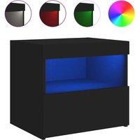 Berkfield Home Bedside Cabinet with LED Lights Black 50x40x45 cm | Size: 50 x 40 x 45 cm