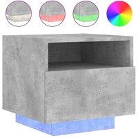 Berkfield Home Bedside Cabinet with LED Lights Concrete Grey 40x39x37 cm | Size: 40 x 39 x 37 cm
