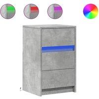 Berkfield Home Bedside Cabinet with LED Lights Concrete Grey Engineered Wood